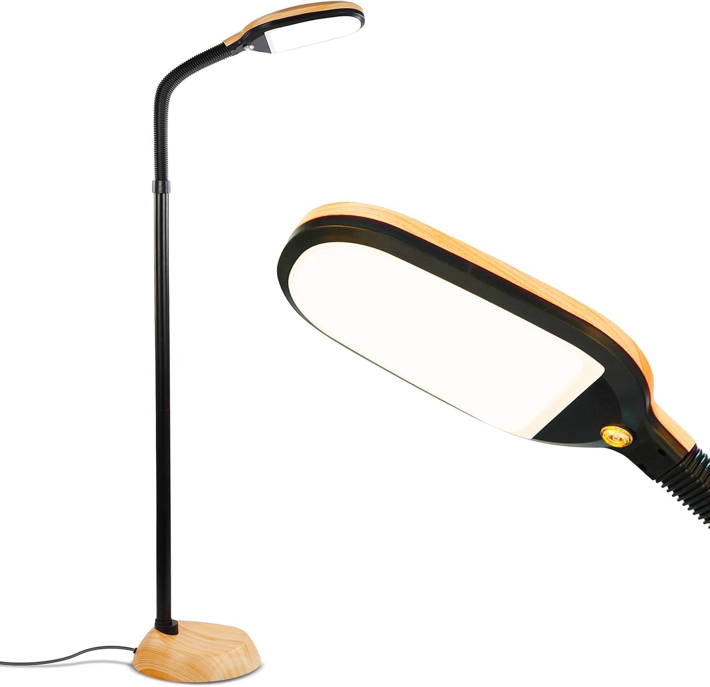 Brightech Litespan - Bright LED Floor Reading Lamp for Over Chair Crafts and Reading, Estheticians' Light for Lash Extensions, Adjustable Standing Lamp for Living Room, Bedroom, Office - Jet Black