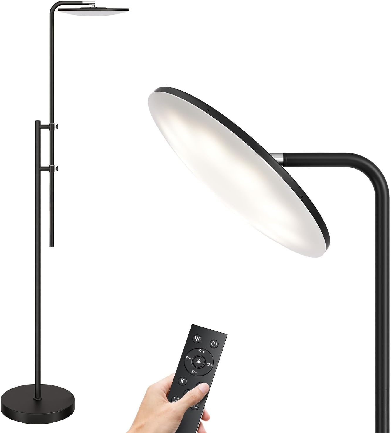 SUNMORY 32W/3000LM Floor Lamps, Super Bright LED Standing Lamp with Remote Control, Adjustable Tall Lamp with 350°Rotating Head, Modern Dimmable Torchiere Corner Lamp for Living Room, Bedroom, Office