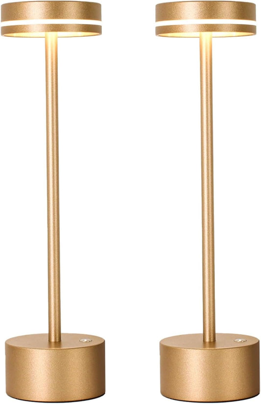 2 Pack Cordless Table Lamp Rechargeable, 3 Way Dimmable Touch Lamp & 5000mAh Battery Operated, Portable Small Metal Light for Patio/Tabletop/Outdoor/Dining/Desk/Gift for Home Décor – Rose Gold