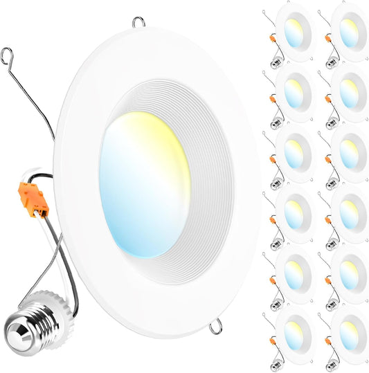 Sunco 12 Pack Recessed Lighting 6 Inch, Retrofit Can Lights, 965LM, 13W (75W Equivalent), Selectable CCT 2700K/3000K/3500K/4000K/5000K, Dimmable, Baffle Trim, Damp Rated UL.
