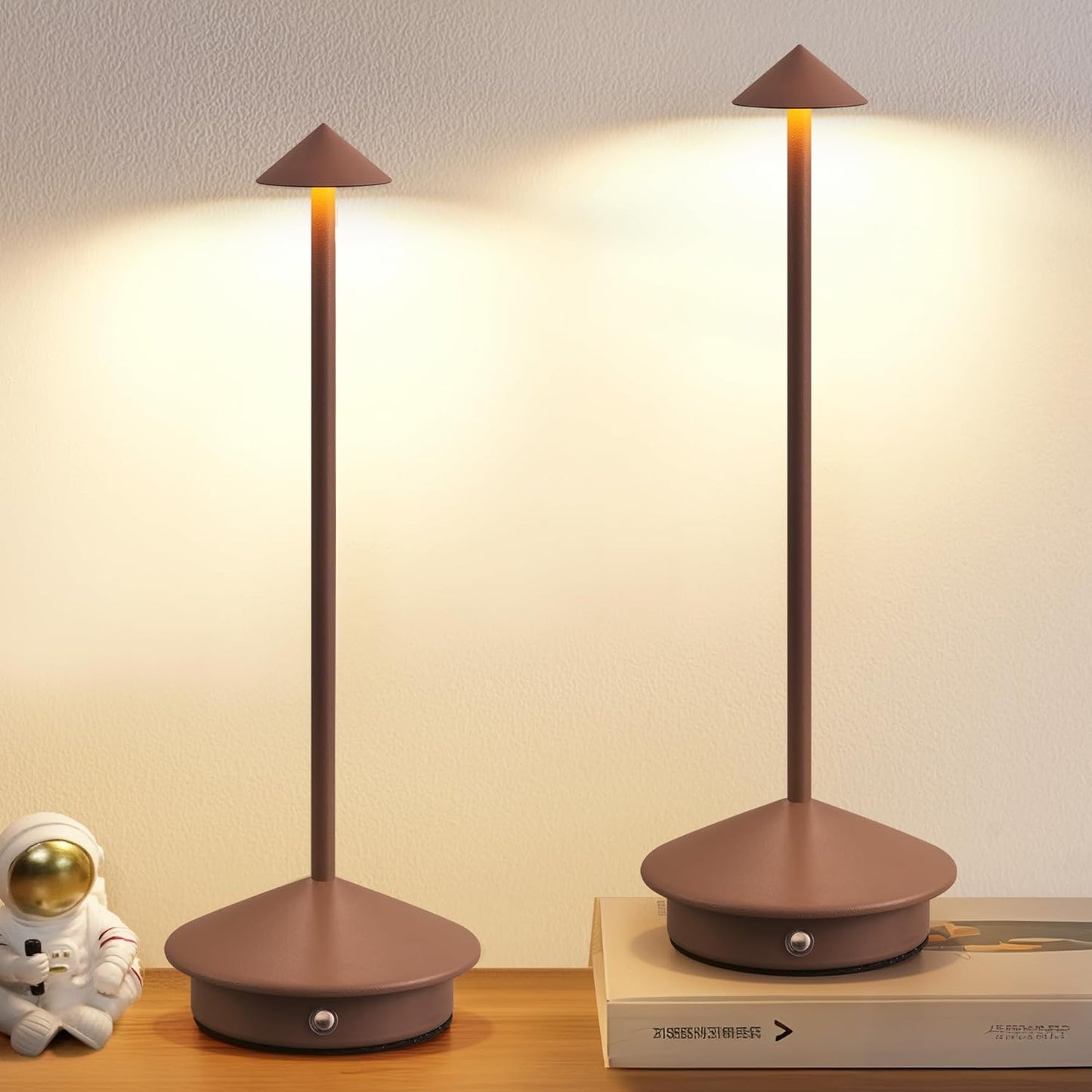Modern Cordless Table Lamp Set of 2, Portable LED Desk Lamps, 5000mAh Rechargeable Battery Operated Lighting for Bedroom Dining Room Restaurant Coffee Shop Camping Night Light (Black)