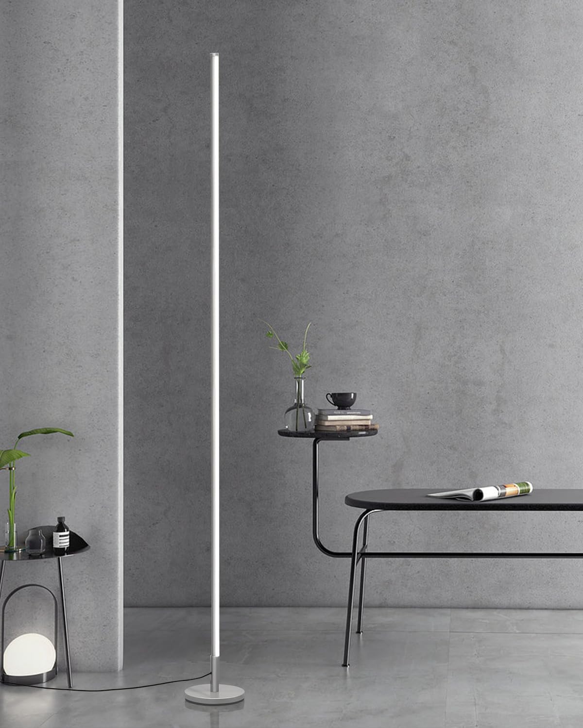 TACAHE Minimalist Corner Floor Lamp - 2700K-6500K Dimmable LED Night Light - Modern Standing Mood Lamp with Remote Control for Living Room, Bedroom - 57" 12W - Black - 1Pack
