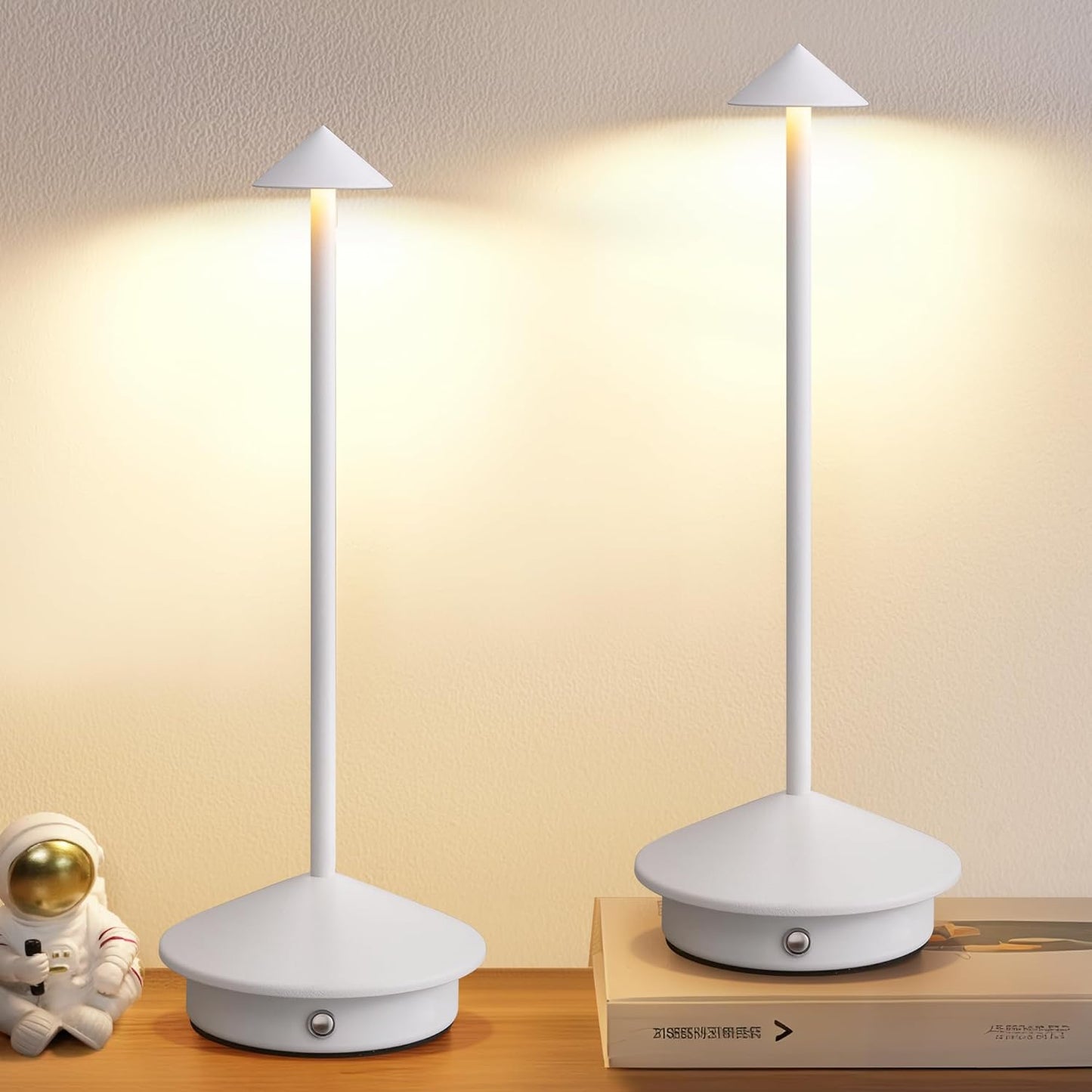 Modern Cordless Table Lamp Set of 2, Portable LED Desk Lamps, 5000mAh Rechargeable Battery Operated Lighting for Bedroom Dining Room Restaurant Coffee Shop Camping Night Light (Black)