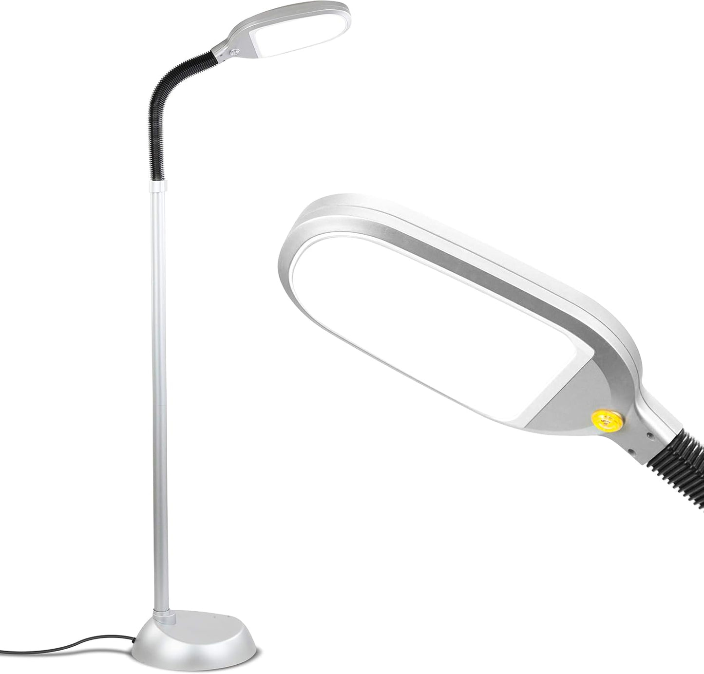 Brightech Litespan - Bright LED Floor Reading Lamp for Over Chair Crafts and Reading, Estheticians' Light for Lash Extensions, Adjustable Standing Lamp for Living Room, Bedroom, Office - Jet Black